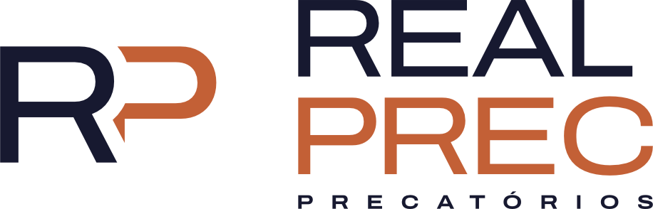 Logo da RealPrec com as iniciais e "Real" em Azul e "Prec" em Laranja